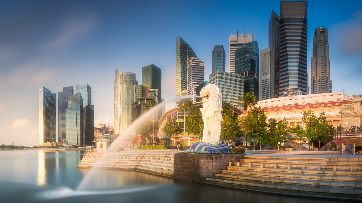 Merlion Park is a famous Singapore landmark, located at One Fullerton, near the Central Business District.