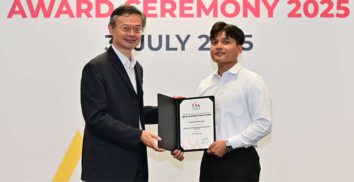 The SIM Sports and Artistic Talent Award is especially significant to Hariz who believes that sports and academics are complementary.